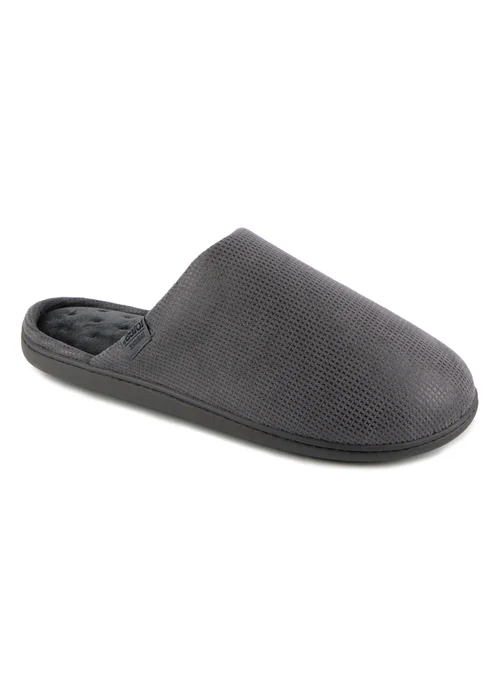 Totes Isotoner Grey Square Patterned Smart Mule Slipper - Size 11 Image 3