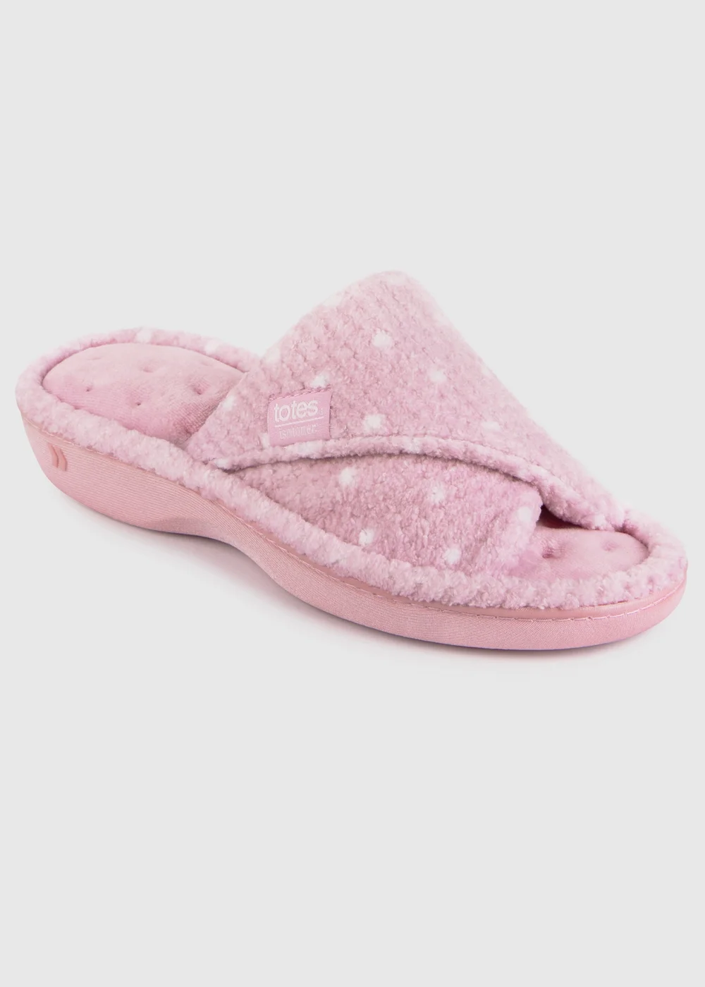 Totes Isotoner Pink Popcorn Turnover Open Toe Slippers - Size 6 Image 2