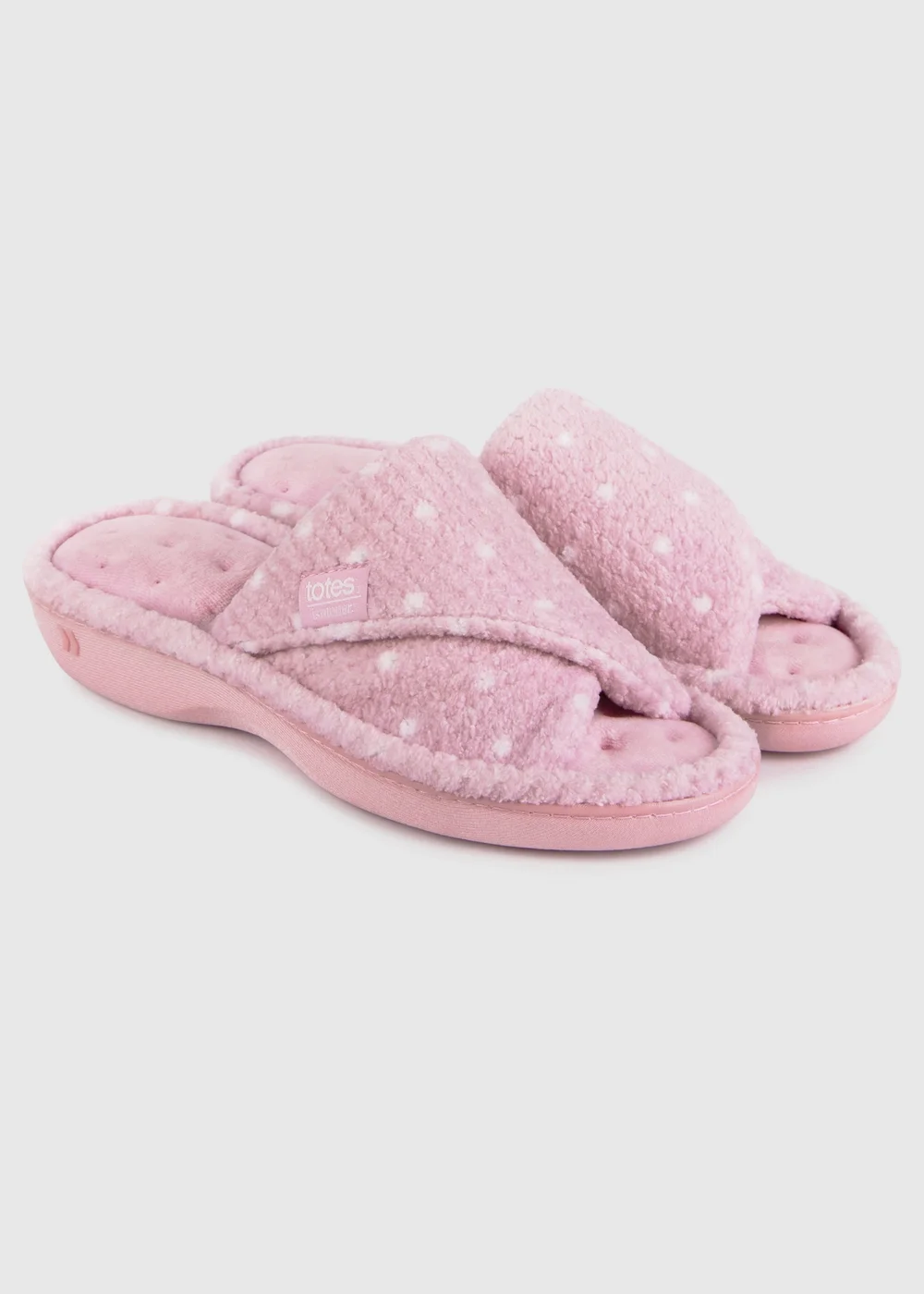 Totes Isotoner Pink Popcorn Turnover Open Toe Slippers - Size 6 Image 1
