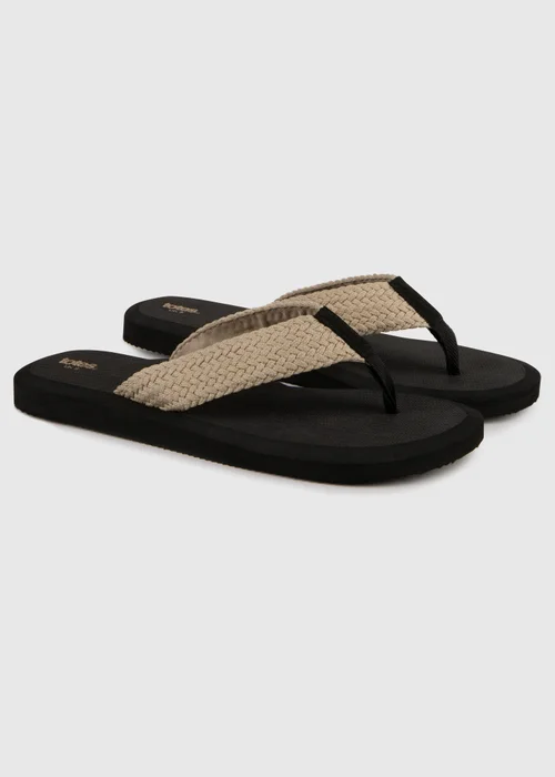 Totes Black Plait Toe Post Sandal - 8 Image 1