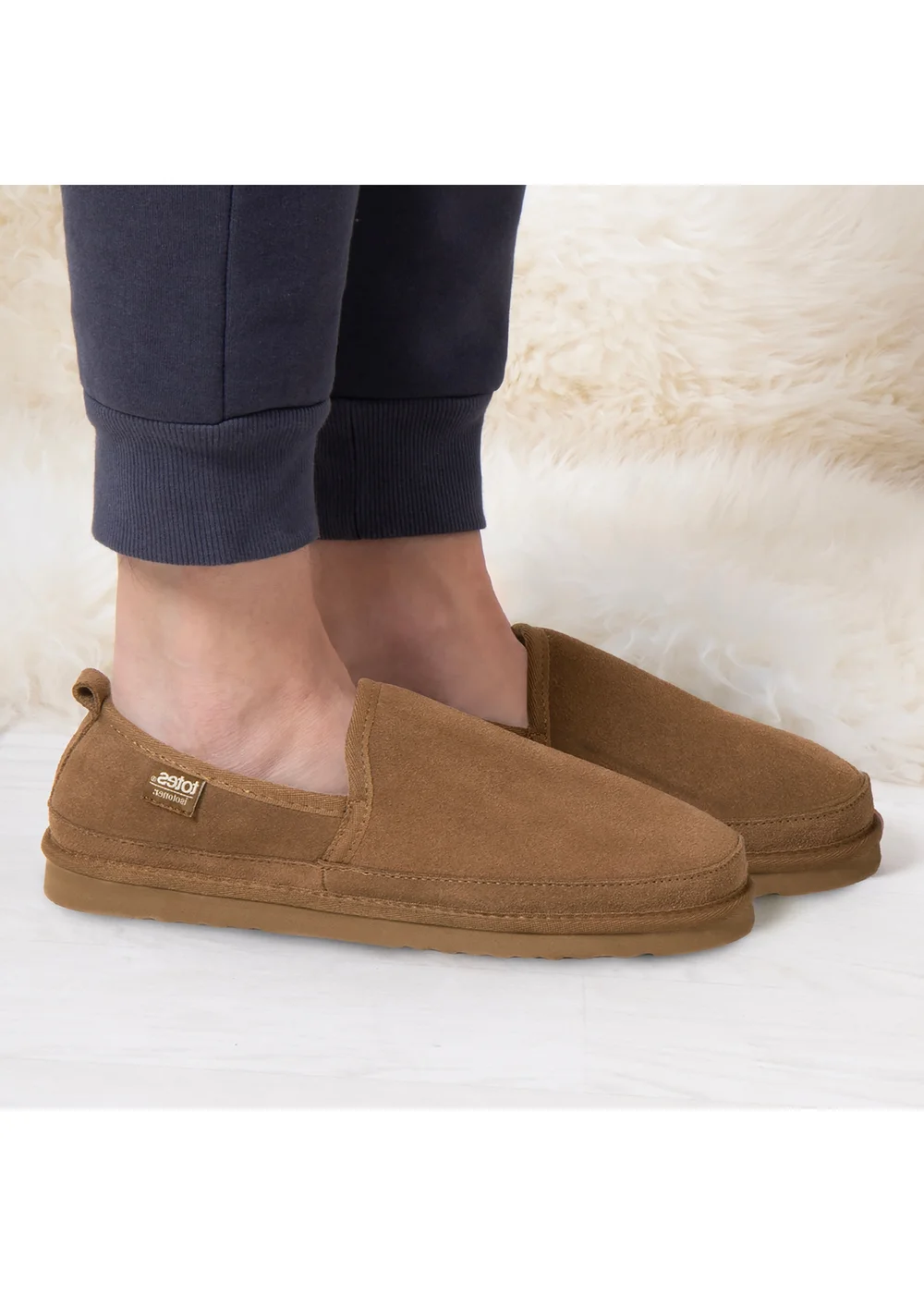 Totes Isotoner Tan Real Suede Full Back Slipper - 9 Image 2