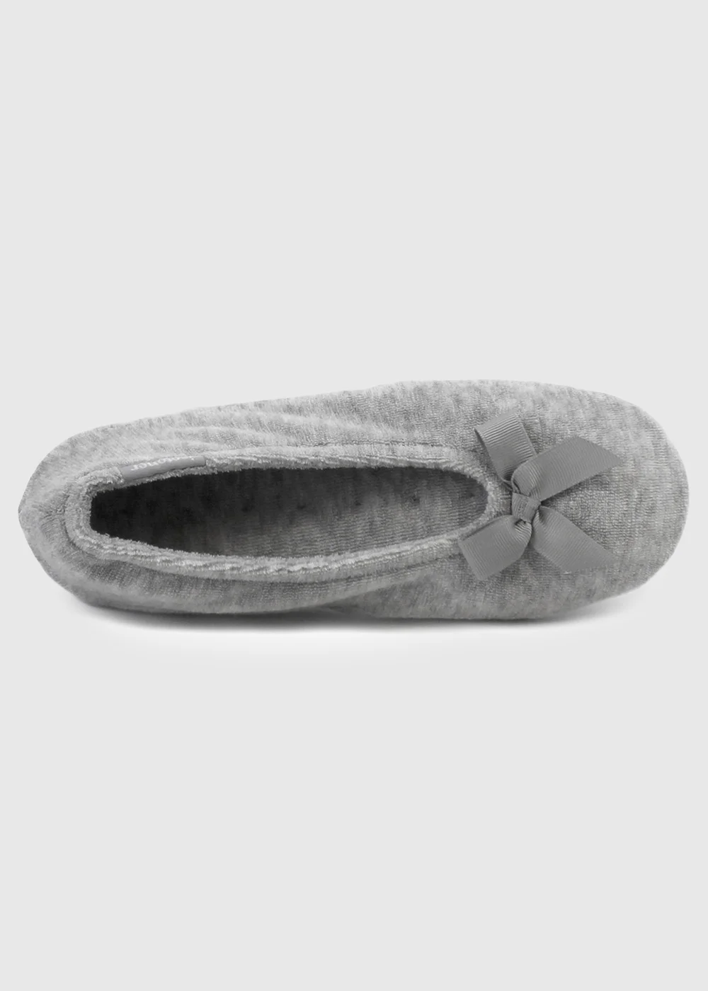Totes Isotoner Grey Terry Ballerina Slippers - 5-6 Image 5