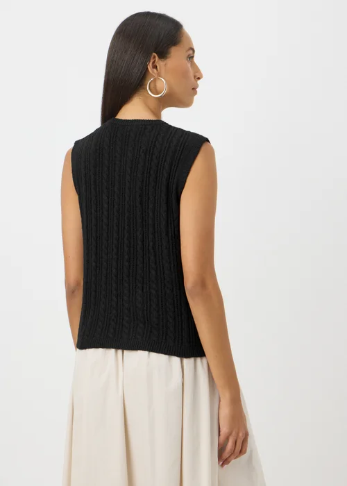 Black Cable Tie Front Sleeveless Cardigan - XS Image 3