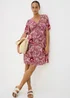 Burgundy Paisley V Neck Mini Dress - Size 26 Image 1