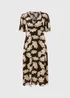 Brown Large Floral V Neck Midi Dress - Size 26 Image 3