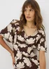 Brown Large Floral V Neck Midi Dress - Size 26 Image 2