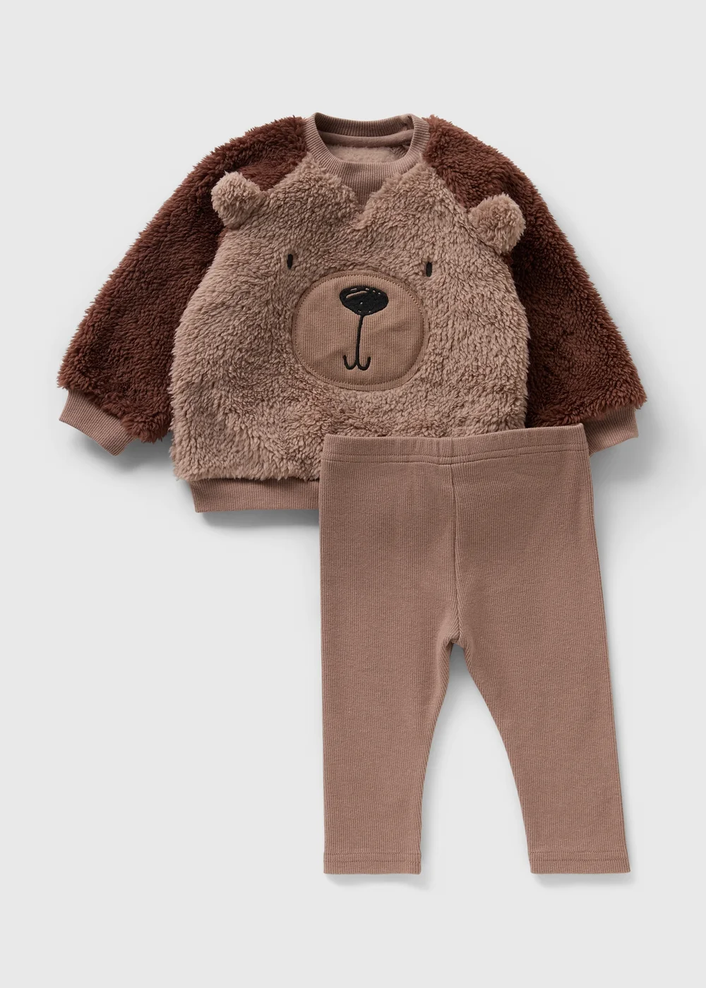 2 Piece Baby Brown Bear Fleece Sweatshirt & Legging Set (Newborn-23mths) - Age 9 - 12 Months Image 1