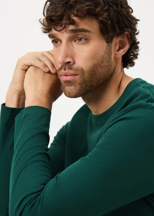 Green Long Sleeve Crew Neck Top - Small Image 2