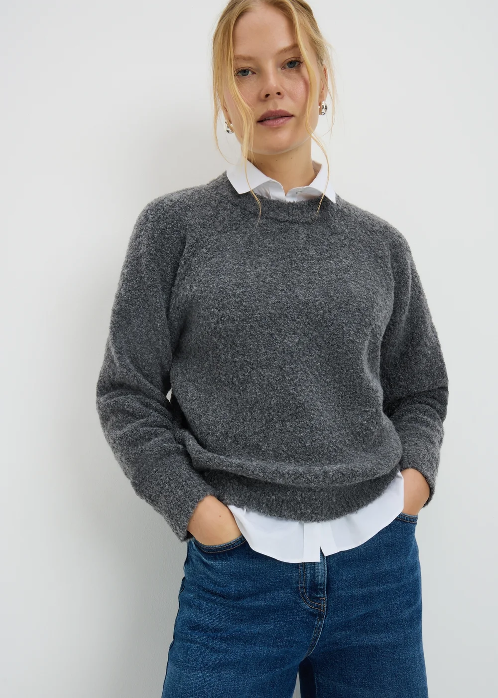 Dark Grey Boucle Jumper - XS Image 1