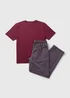 Burgundy Woven Pyjama Set - Large Image 2