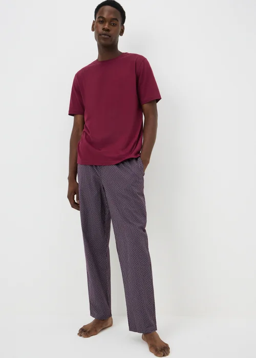 Burgundy Woven Pyjama Set - Large Image 1