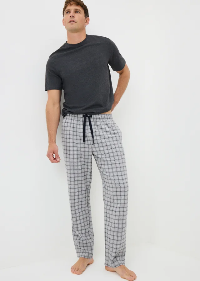 Grey 2 Pack Brushed Woven Pyjama Bottoms