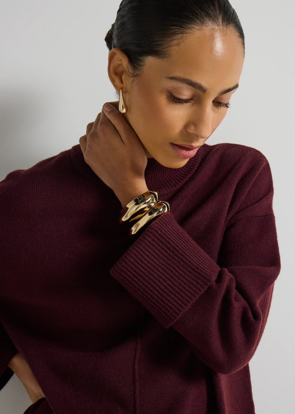 Et Vous Burgundy Oversized Jumper - L Image 2