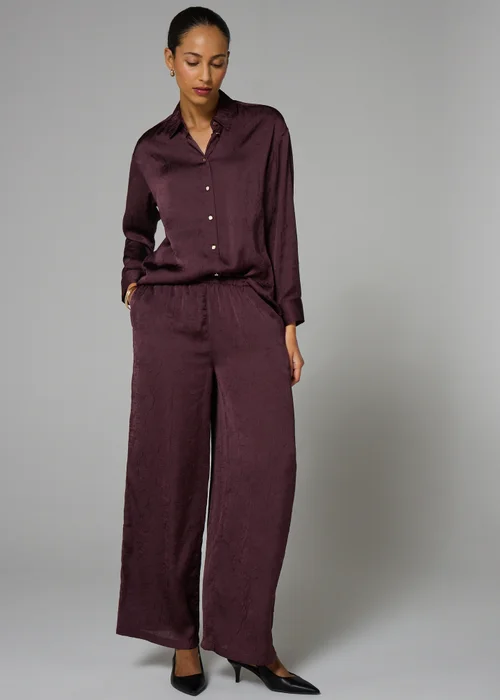 Et Vous Burgundy Satin Wide Leg Trousers - XXXL Image 2