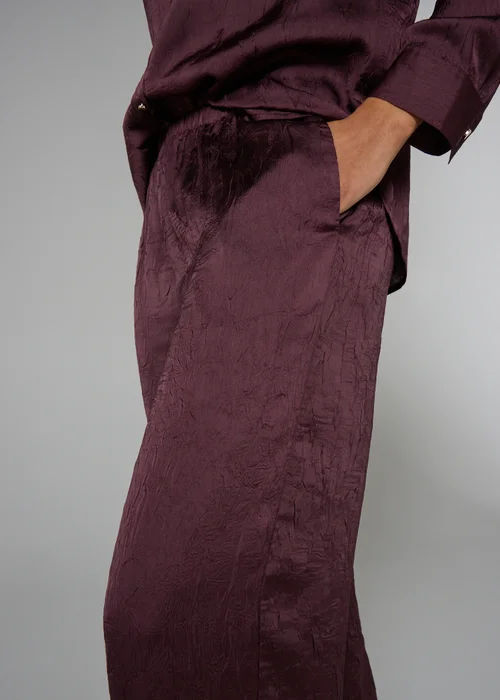 Et Vous Burgundy Satin Wide Leg Trousers - XXXL Image 3