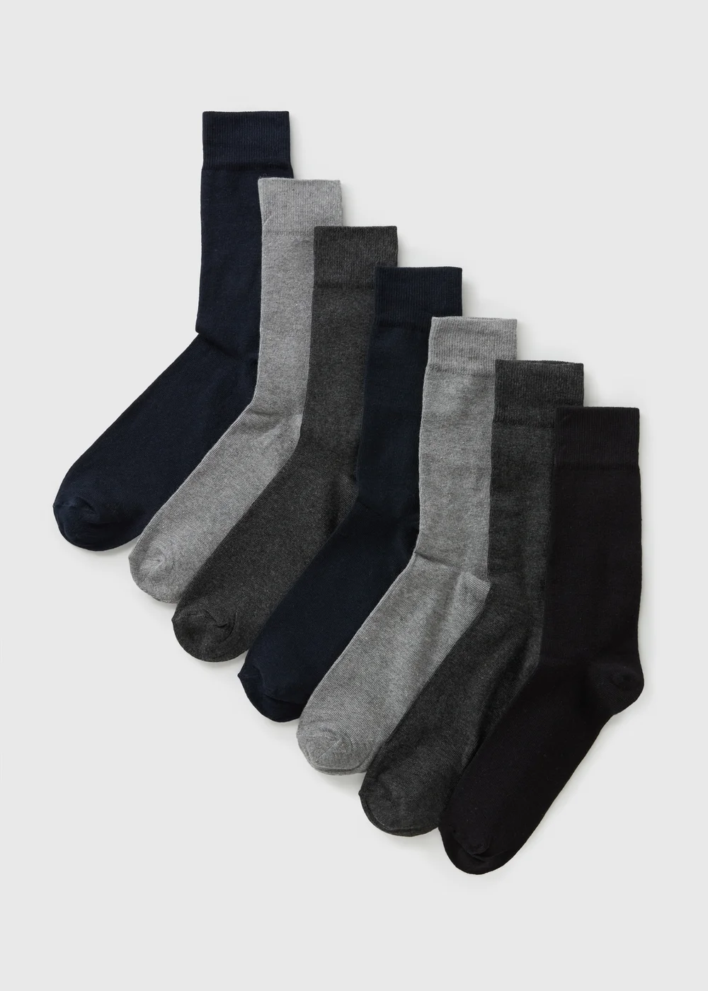 7 Pack Grey Plain Socks - Size 12-14 Image 1