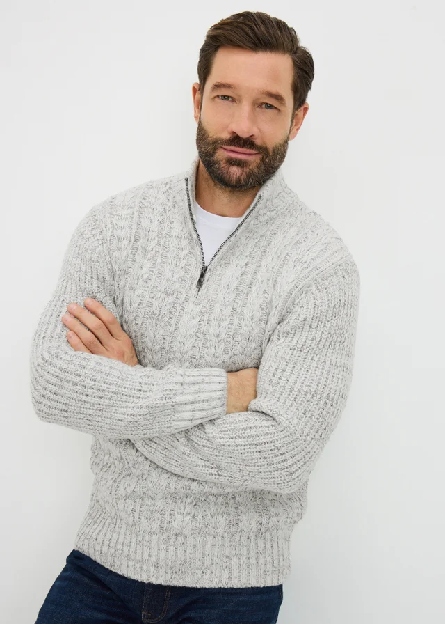 Lincoln Ecru 1/4 Zip Knitted Jumper