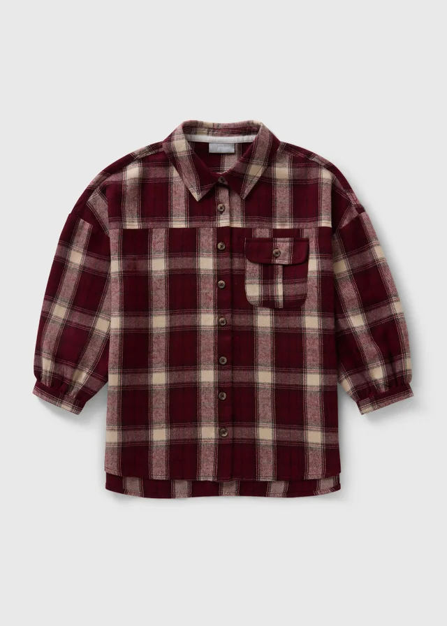 Girls Burgundy Check Shirt (7-15yrs)