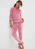 Pink Jacquard Bow Fleece Pyjama Set - Small Image 1