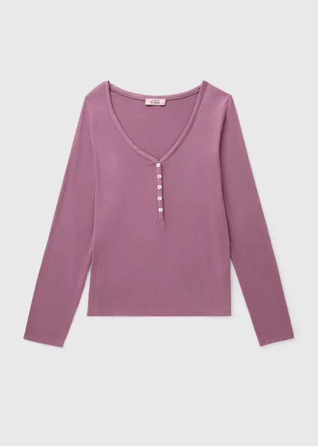 Plum Henley Long Sleeve Pyjama Top