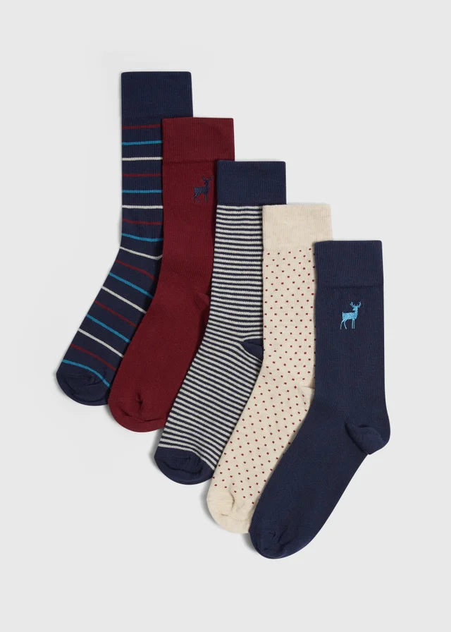 5 Pack Stag Design Socks