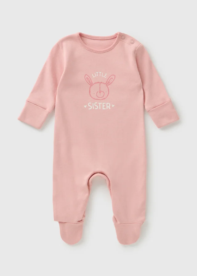 Baby Pink Little Sister Sleepsuit (Newborn-18mths)