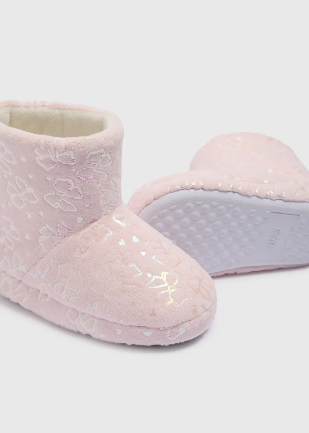 Girls Pink Shiny Bow Slipper Boots (Younger 4-12) - Size 6 Infants Image 2