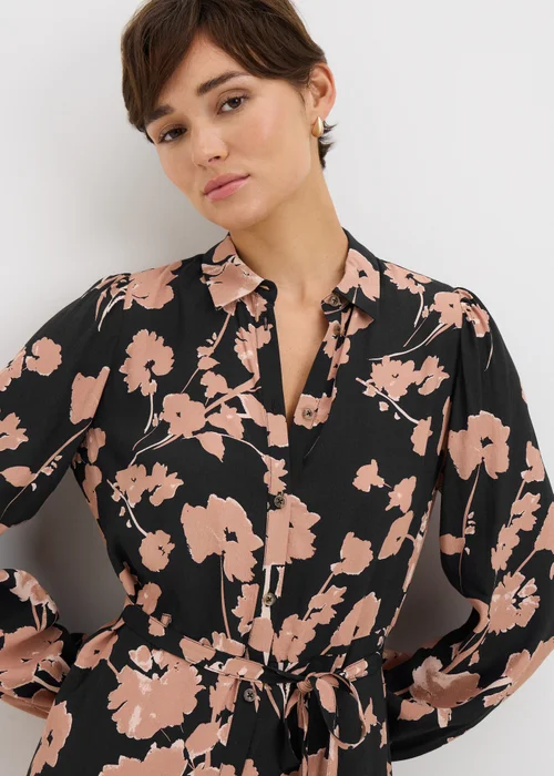 Pink Large Floral Mini Shirt Dress - 28 Image 2