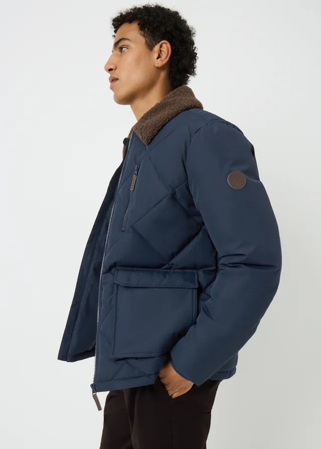 Showerproof Navy Borg Puffer Jacket