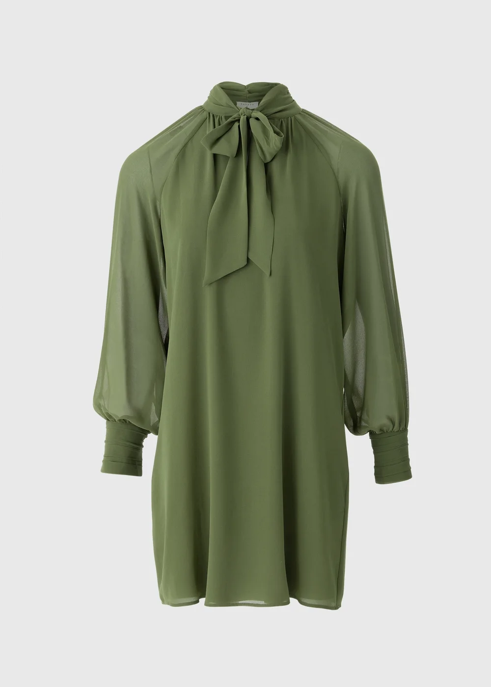 Green Tie Neck Mini Dress - 26 Image 1