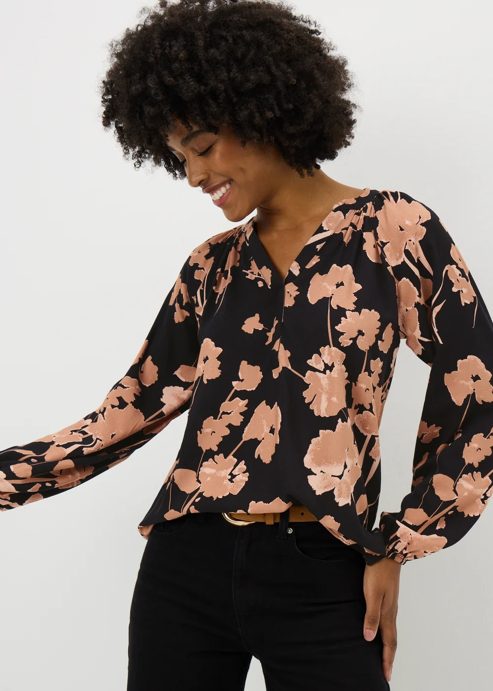 Pink Floral Popover Blouse - Size 26 Image 1