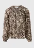 Brown Animal Print Popover Blouse - Size 14 Image 2
