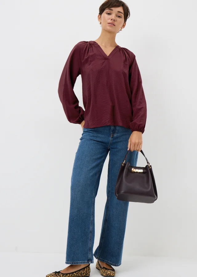 Burgundy Popover Blouse