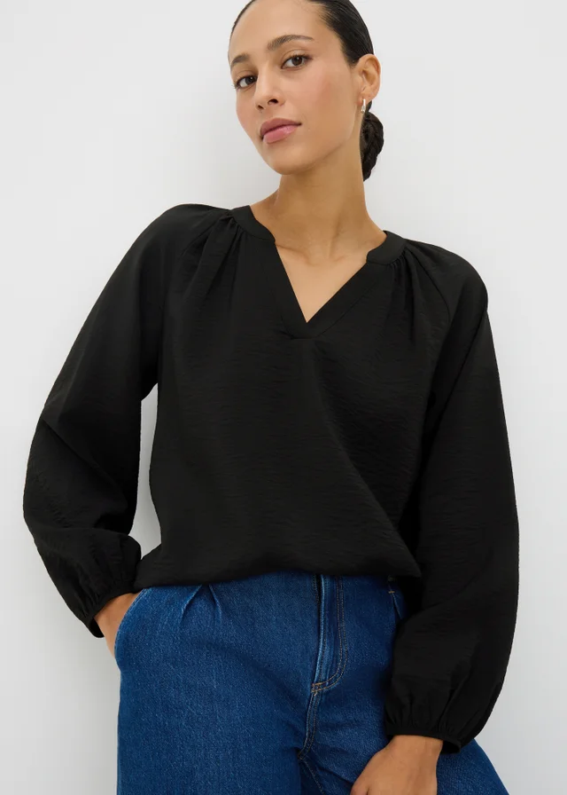 Black Popover Blouse