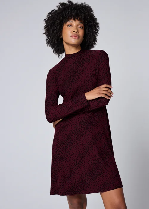 Burgundy Spot Print Supersoft Mini Dress - 26 Image 1