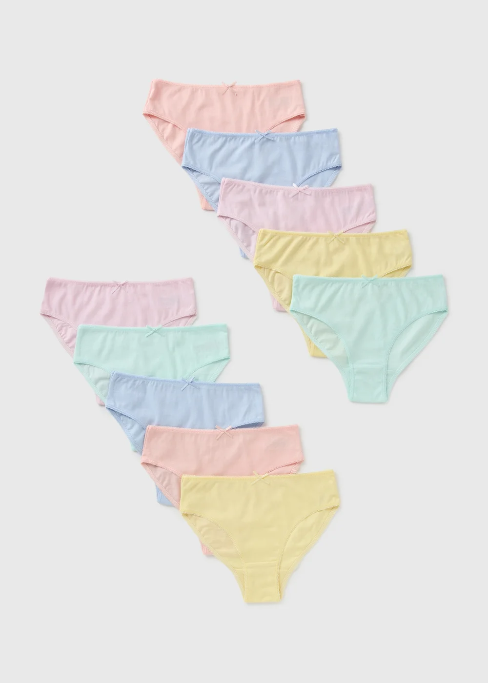 10 Pack Girls Multicolour Pastel Briefs (1.5-14yrs) - Age 2 - 3 Years Image 1