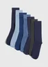 7 Pack Plain Blue Socks - Size 12-14 Image 1