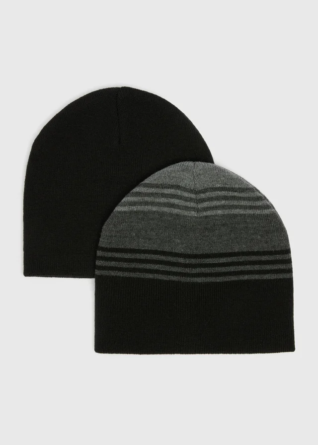 2 Pack Black Beanies