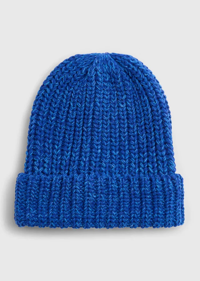 Blue Two Tone Wool Beanie