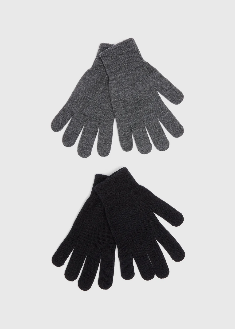 2 Pack Grey & Black Gloves - One Size Image 1
