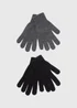 2 Pack Grey & Black Gloves - One Size Image 1