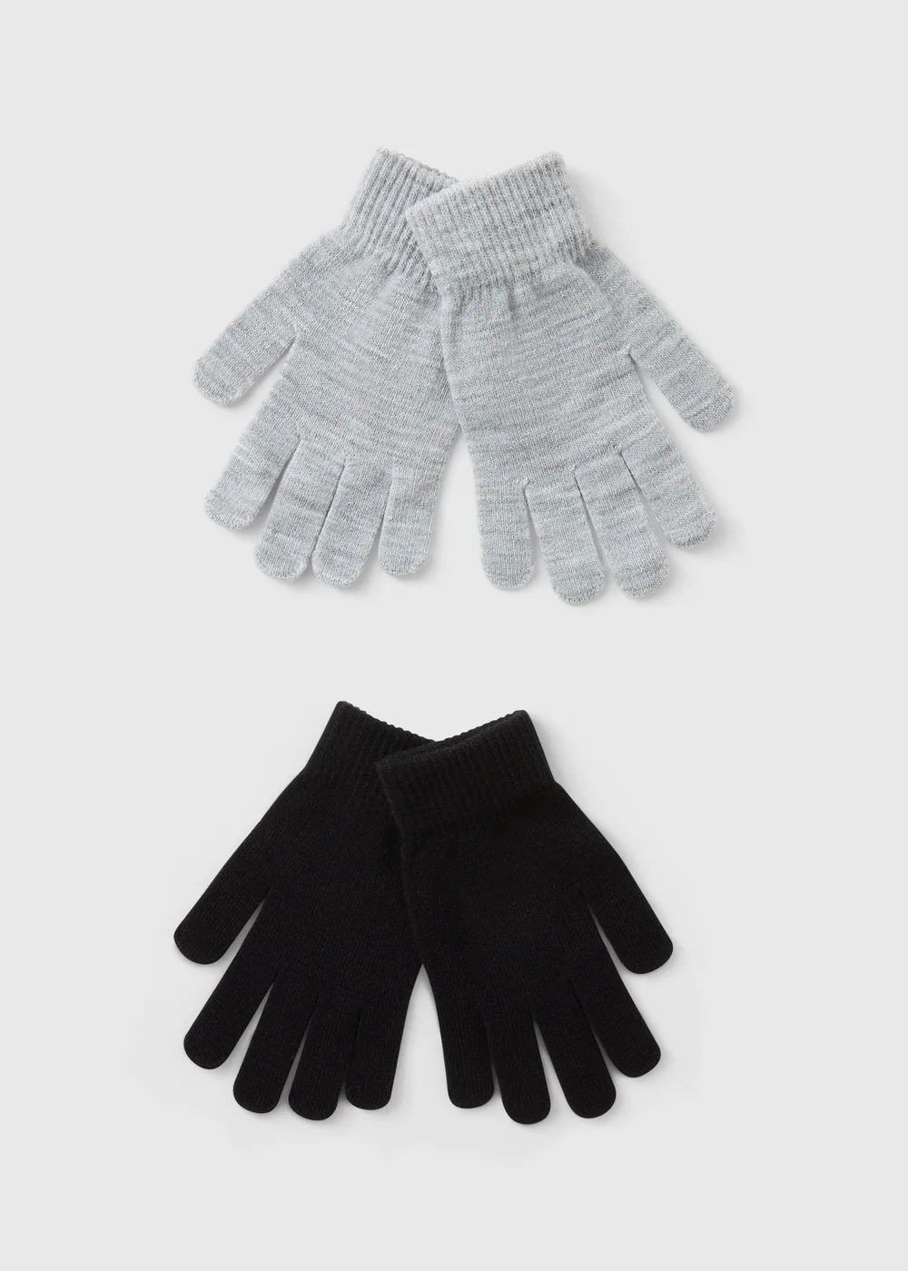 2 Pack Black & Grey Gloves - One Size Image 1