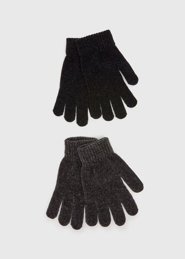 2 Pack Black Chenille Gloves