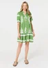 Izabel London Green Printed Lace Trim Relaxed Short Shirt Dress - 14 Image 4