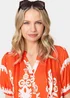 Izabel London Orange Printed Lace Trim Relaxed Short Shirt Dress - 18 Image 3