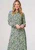 Izabel London Green Printed Long Sleeve Midi Shirt Dress - 12 Image 4