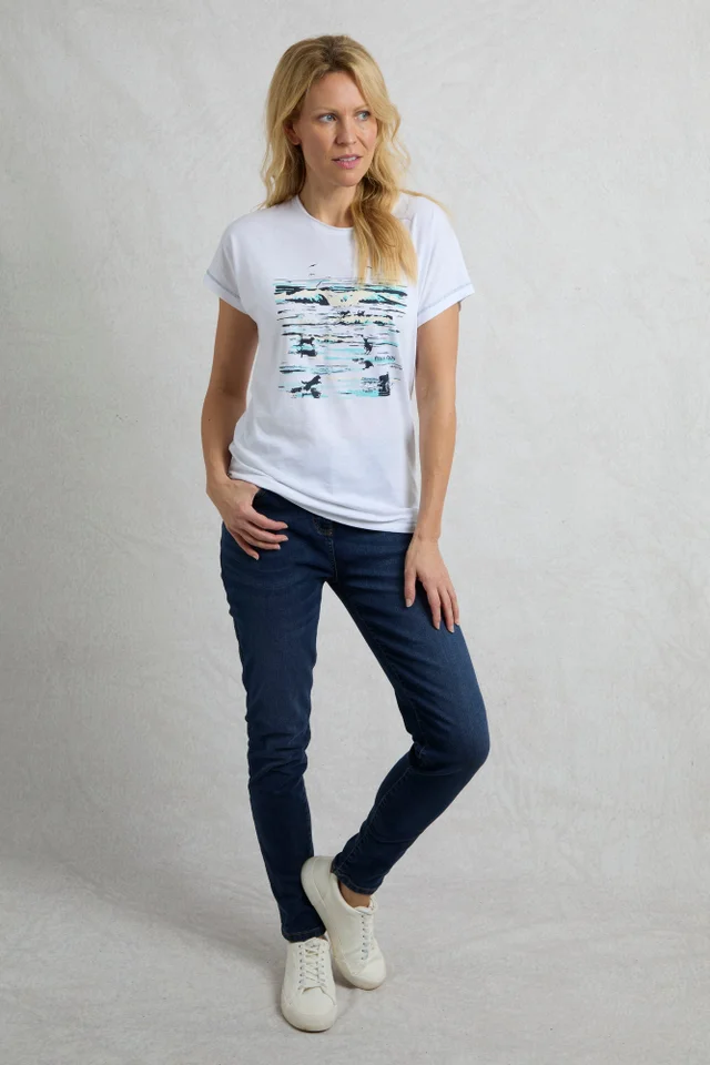 Weird Fish White Beach Run Front Print Graphic T-Shirt