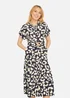 Yumi Navy Abstract Animal Print Relaxed Midi Shirt Dress With Belt - 12 Image 1