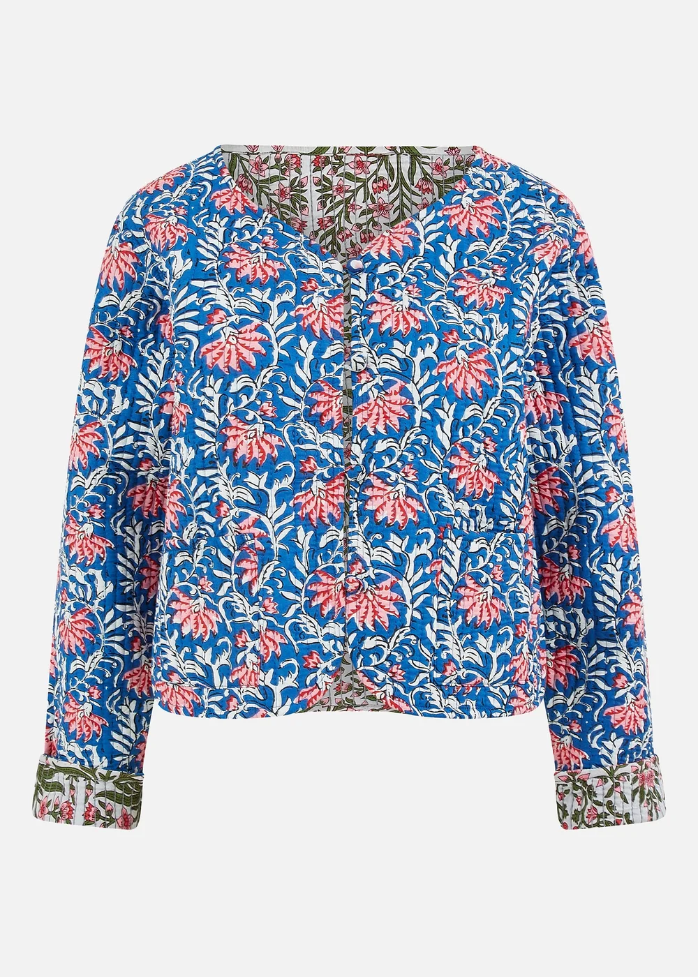 Yumi Blue Floral Reversible Cotton Quilted Jacket - 16 Image 3