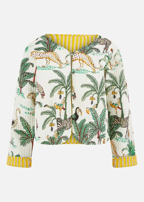 Yumi White Animal Reversible Cotton Quilted Jacket - 10 Image 3